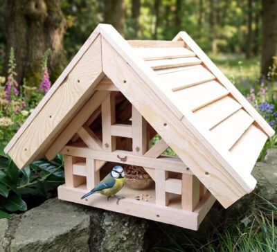 Vogelhaus / Vogelfutterhaus "Bauernhaus V2" im Fachwerkhausstil (39 x 51 x 46cm) - Bauanleitung als PDF